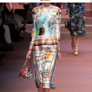 Dolce & Gabbana Mama Mamma dress Mother’s Day Colorful Graphic Long Sleeve Dress